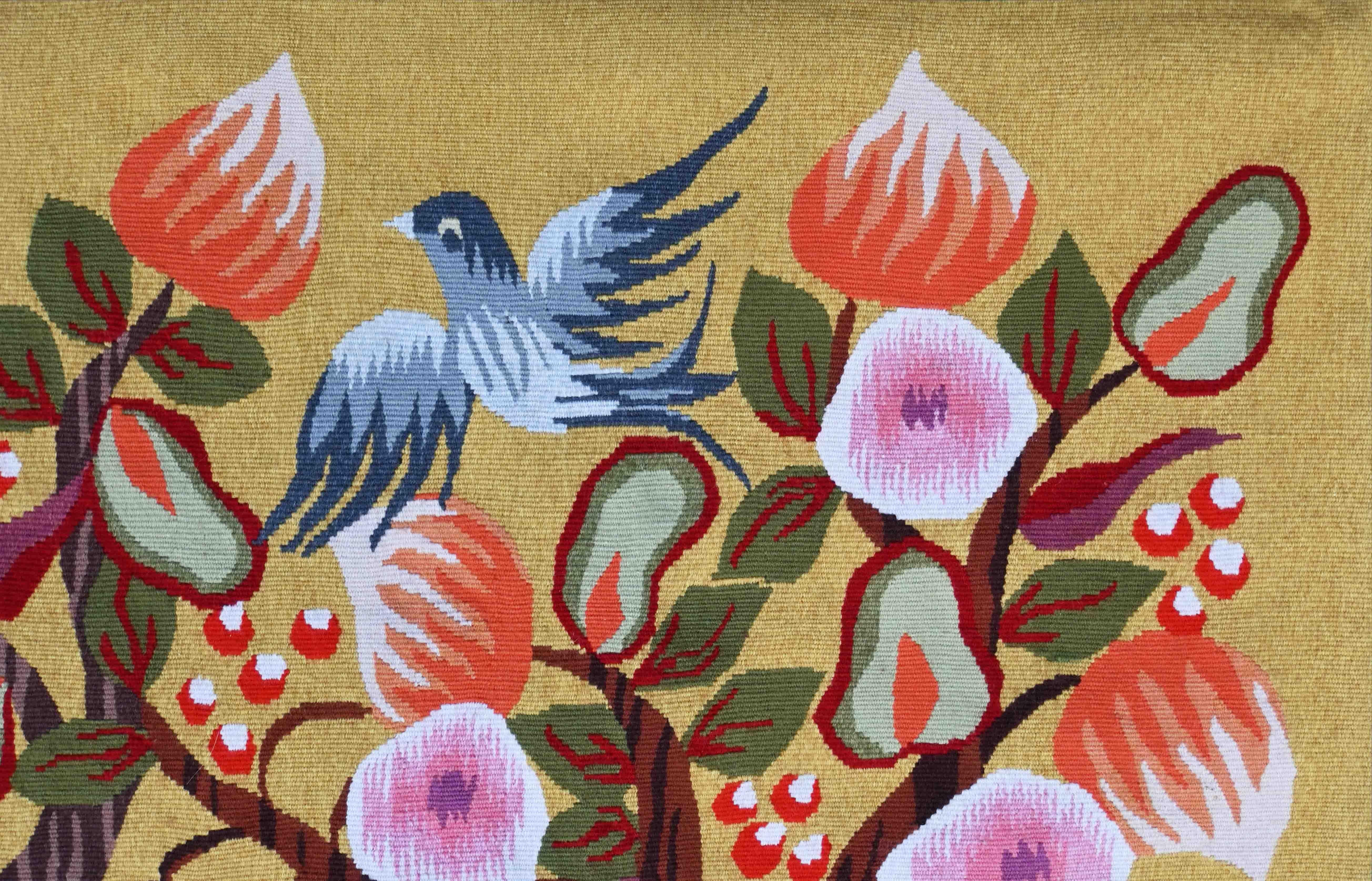 Michèle RAY - Moderner französischer Aubusson-Wandteppich 20. Signiert, Monogramm, Nr. 1443 (Französisch) im Angebot