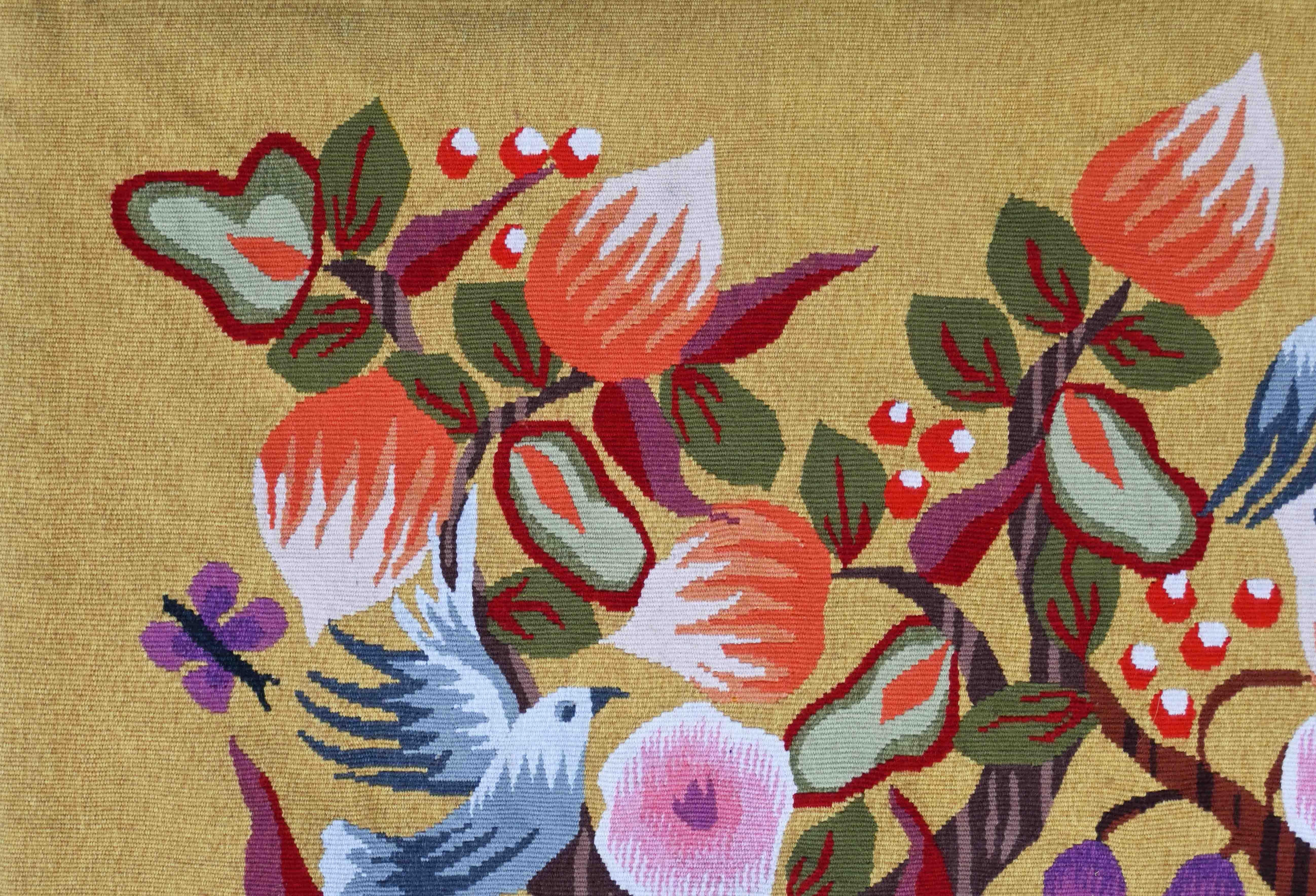 Michèle RAY - Moderner französischer Aubusson-Wandteppich 20. Signiert, Monogramm, Nr. 1443 (Handgewebt) im Angebot