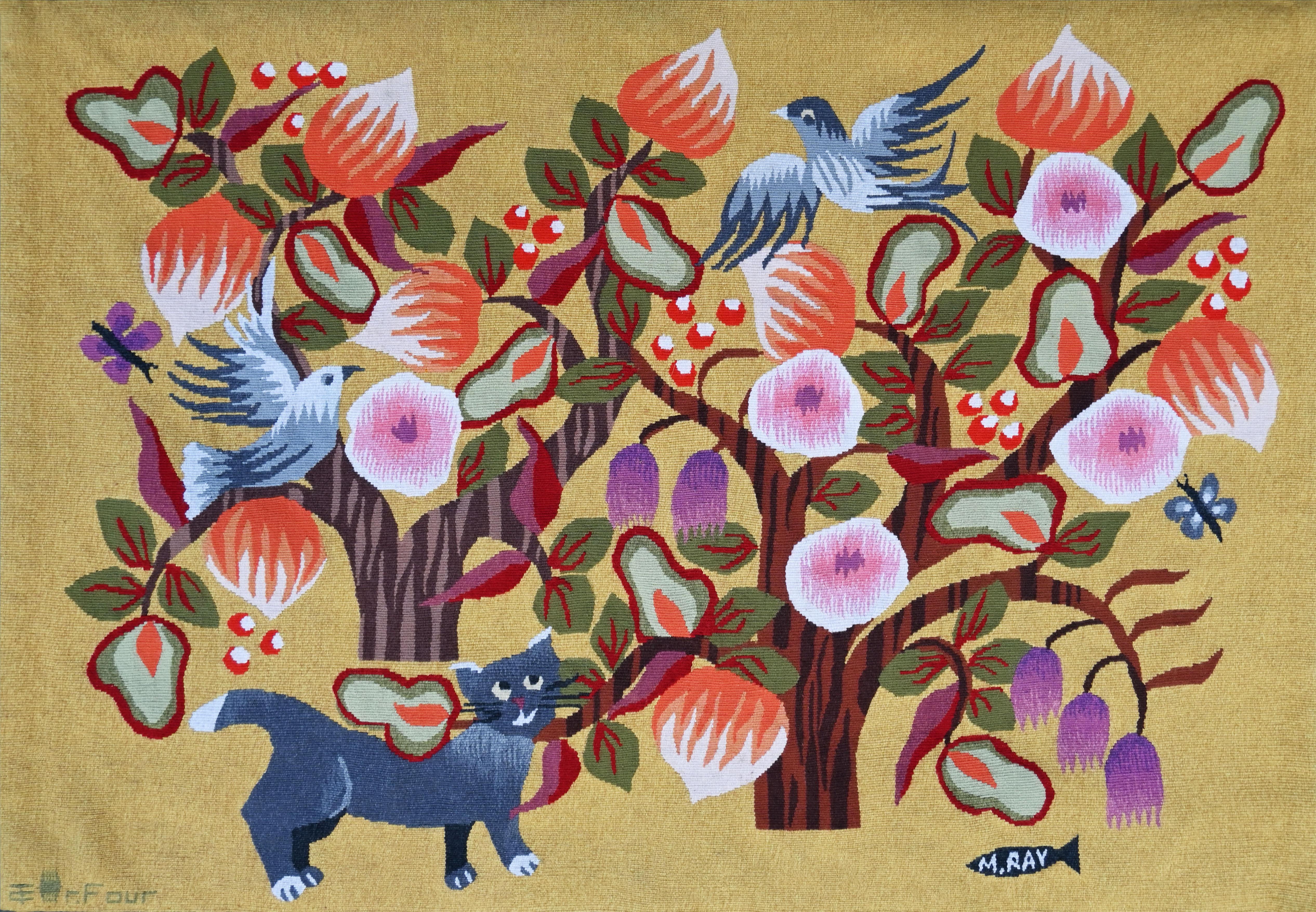 Michèle RAY - Moderner französischer Aubusson-Wandteppich 20. Signiert, Monogramm, Nr. 1443 im Angebot 1