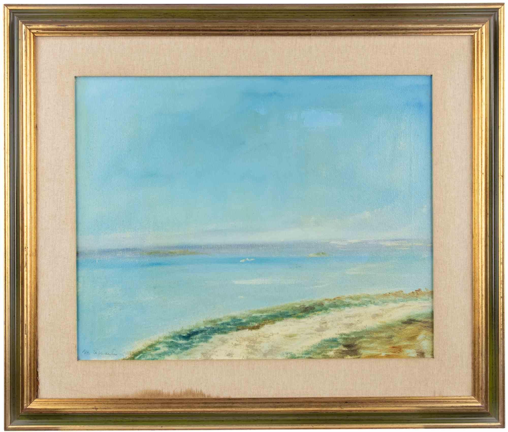 Seascape is a modern artwork realized by Michele Ricciuti in 1980.

Mixed colored oil painting on canvas.

Hand signed on the lower margin.

Signature and date on the back.