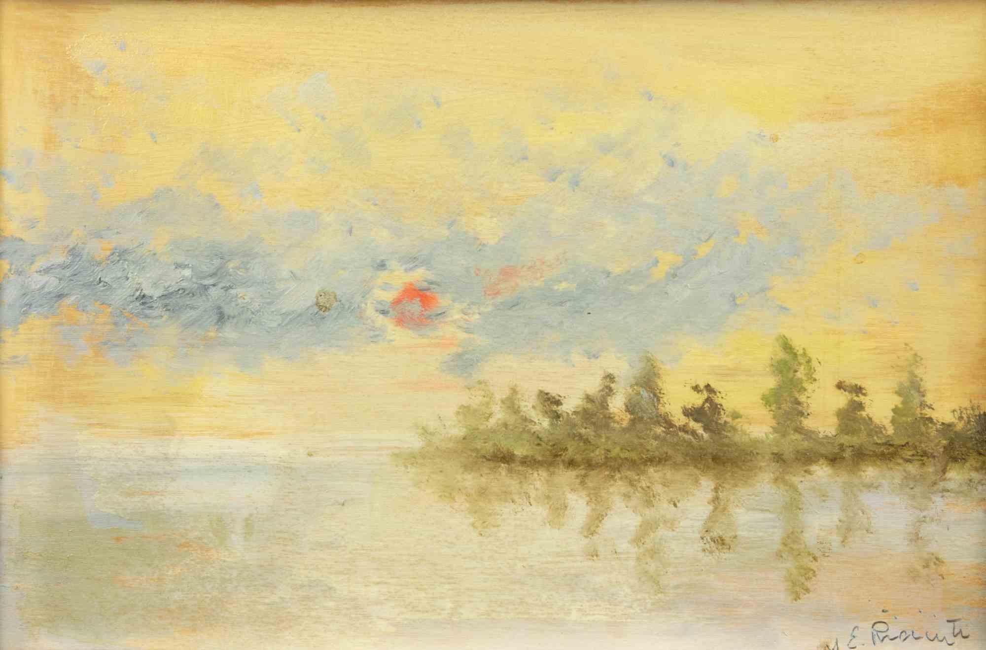Seascape - Oil Paint by Michele Ricciuti - 1980s For Sale 1