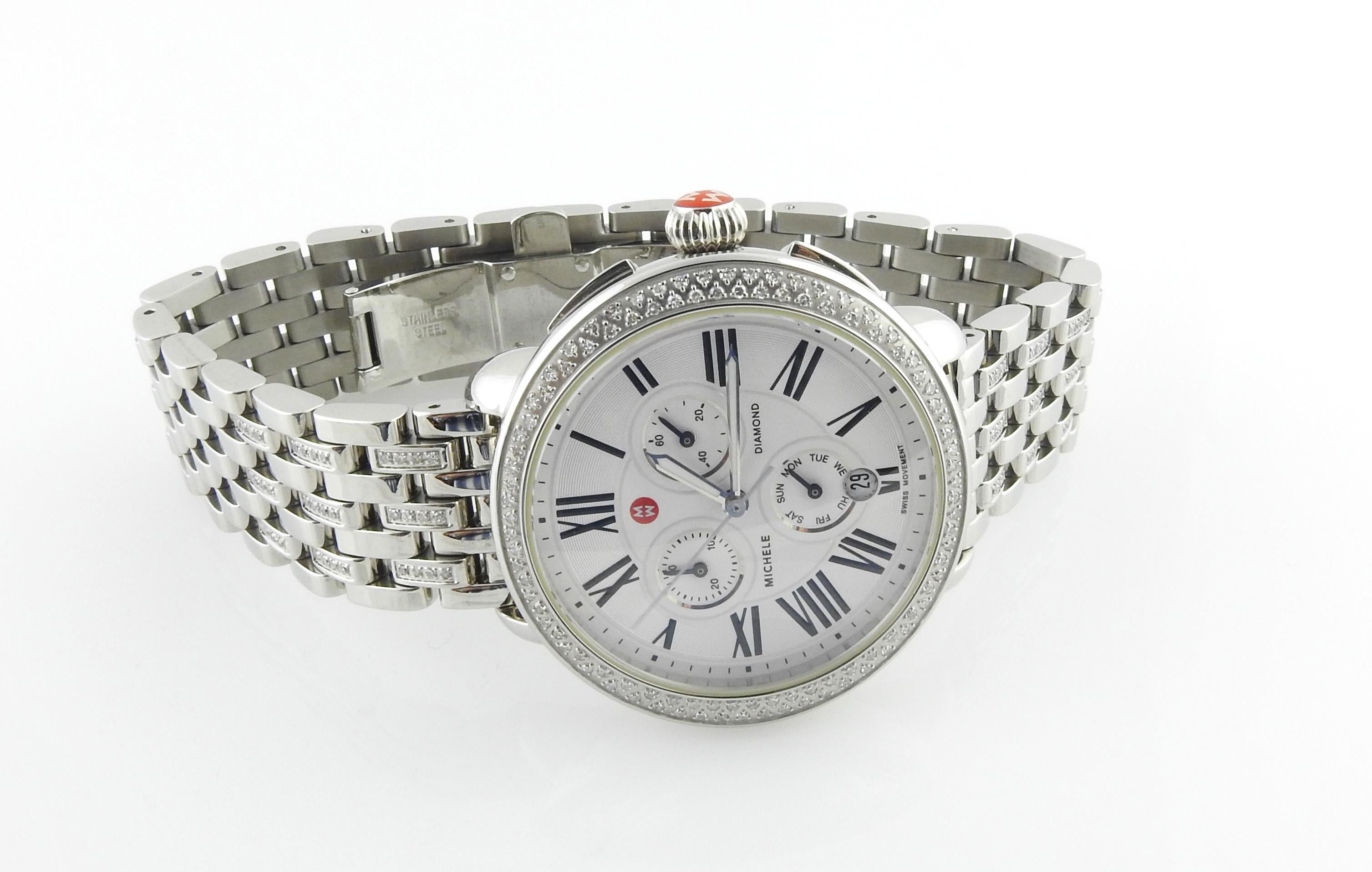 Round Cut Michele Serein Diamond Stainless Watch MW21A01A1966 White Round Dial