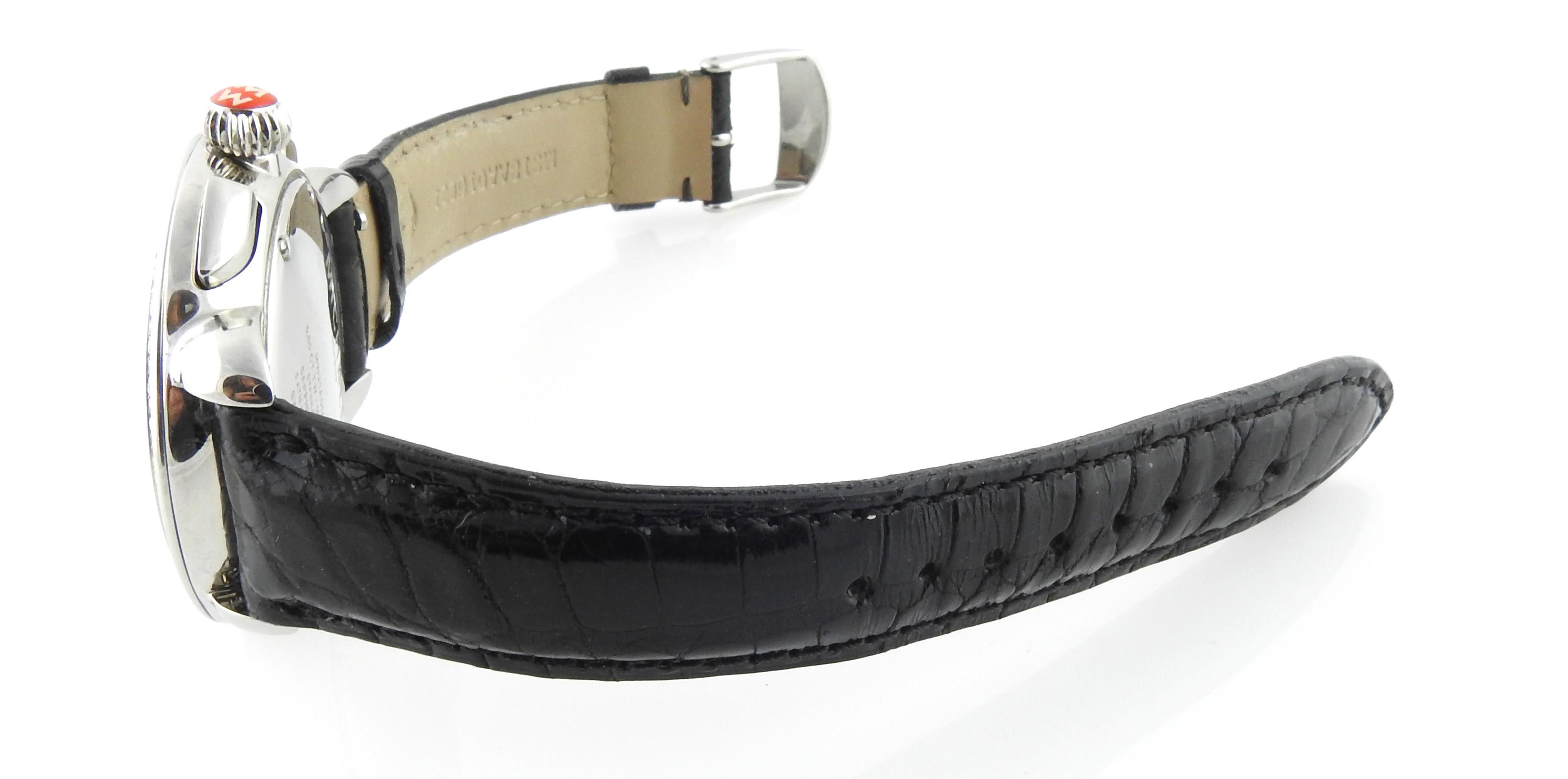 michele black diamond watch