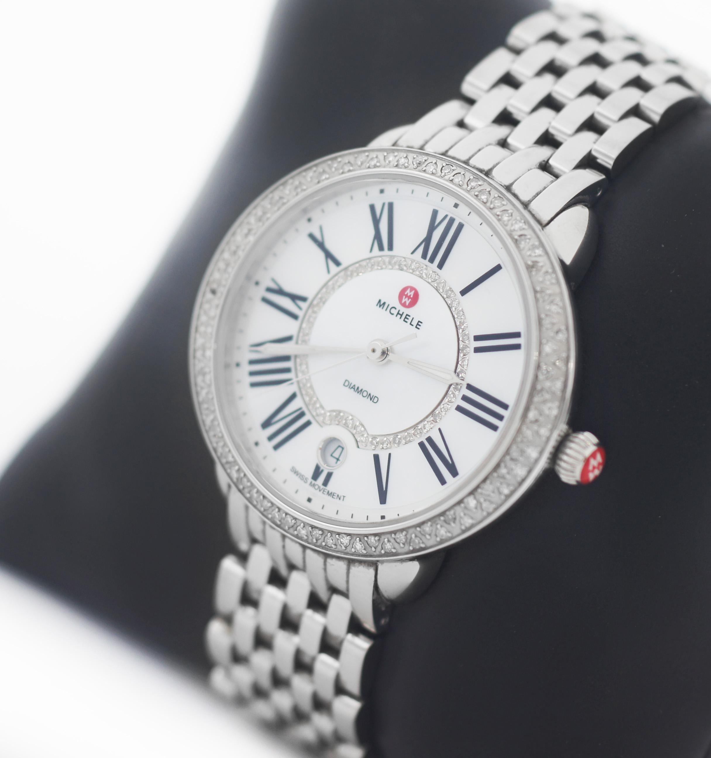 Women's Michele Serein MW21B01A1963 Date Diamond Watch For Sale