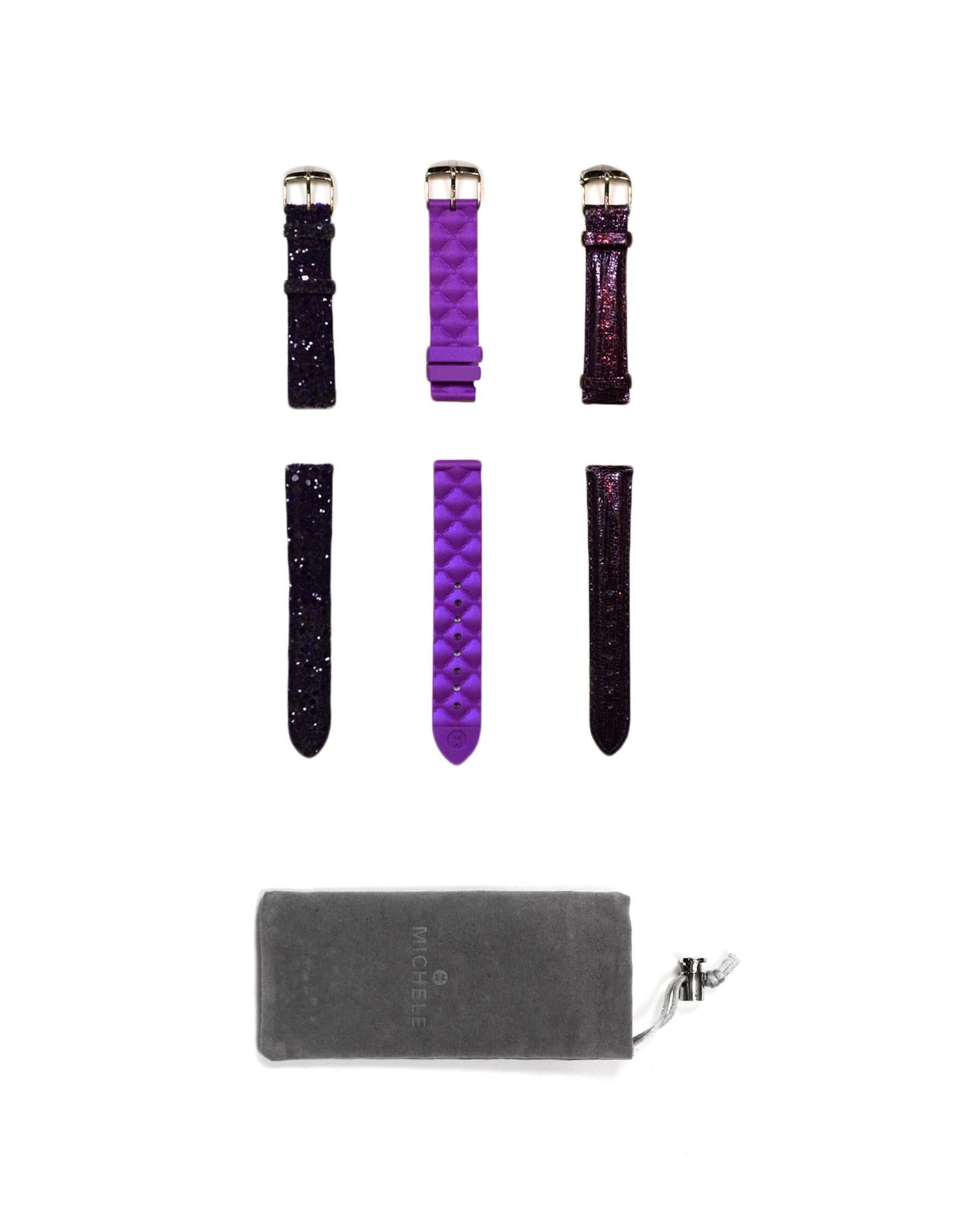Michele Set of Three Purple Woman's Thin Watch 18MM Straps  7