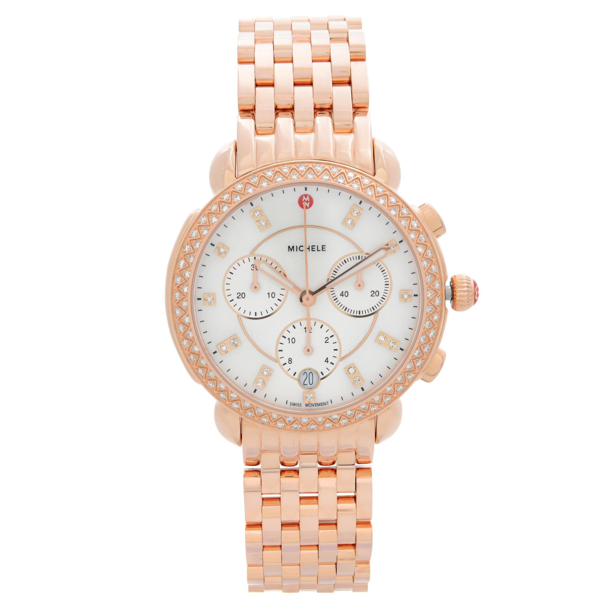 Gold michele deals watch sale