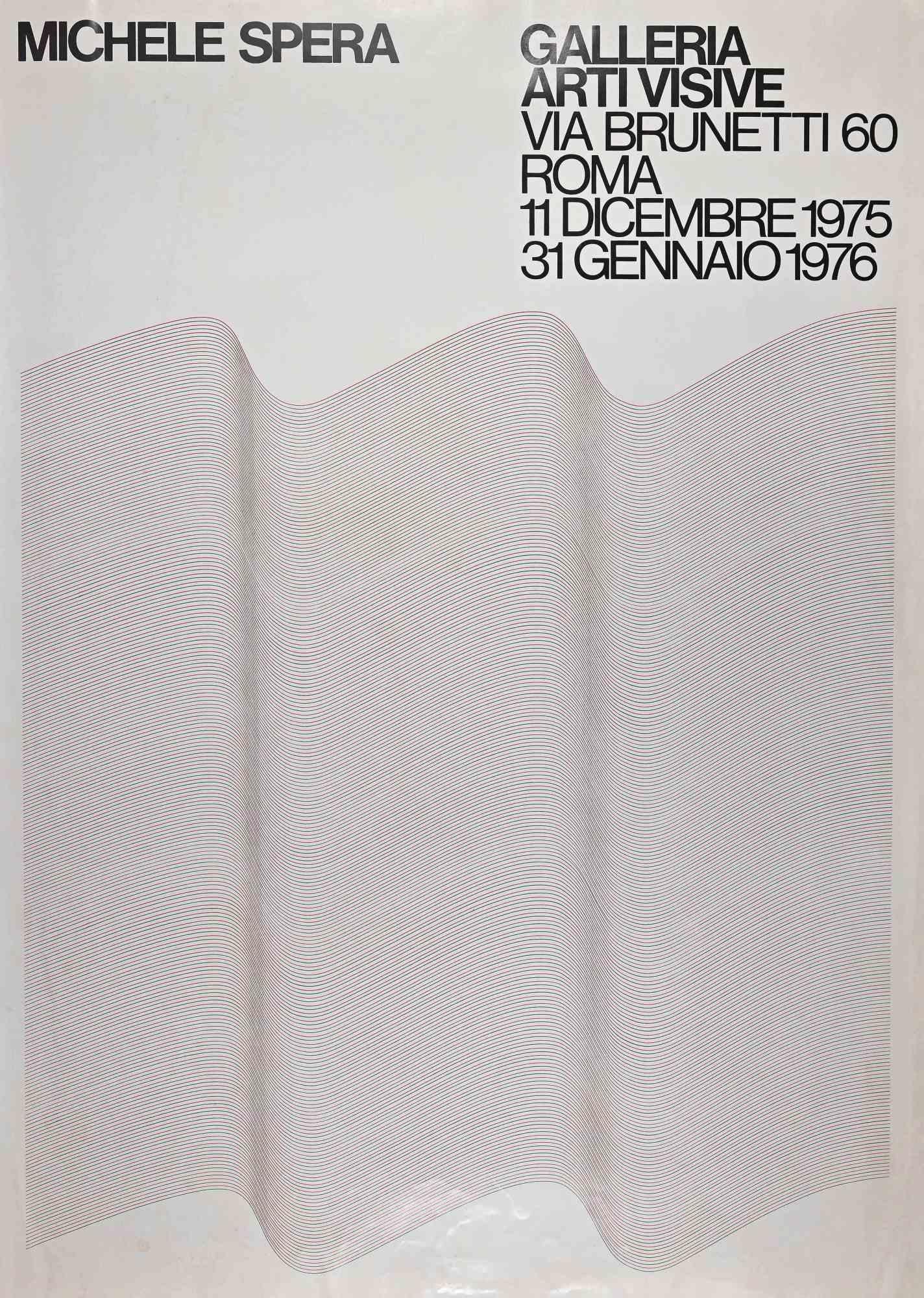 Michele Spera - Vintage Exhibition Poster ist ein Vintage Offsetdruck aus dem Jahr 1975.

Guter Zustand.

Das Plakat wurde für eine Ausstellung in Rom realisiert.