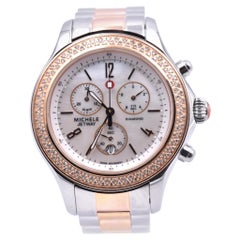 Michele Stainless Steel and Rose Diamond Jetway Watch