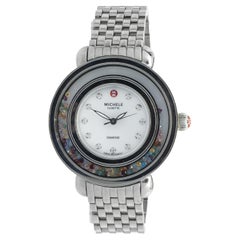 Michele Stainless Steel Cloette Carnival Diamond Floating Topaz Mother of Pearl