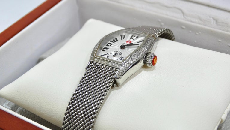 RARE MICHELE RETRO COQUETTE DIAMOND WATCH Michele Stainless Steel Diamond Coquette Watch at 1stDibs  main image 4
