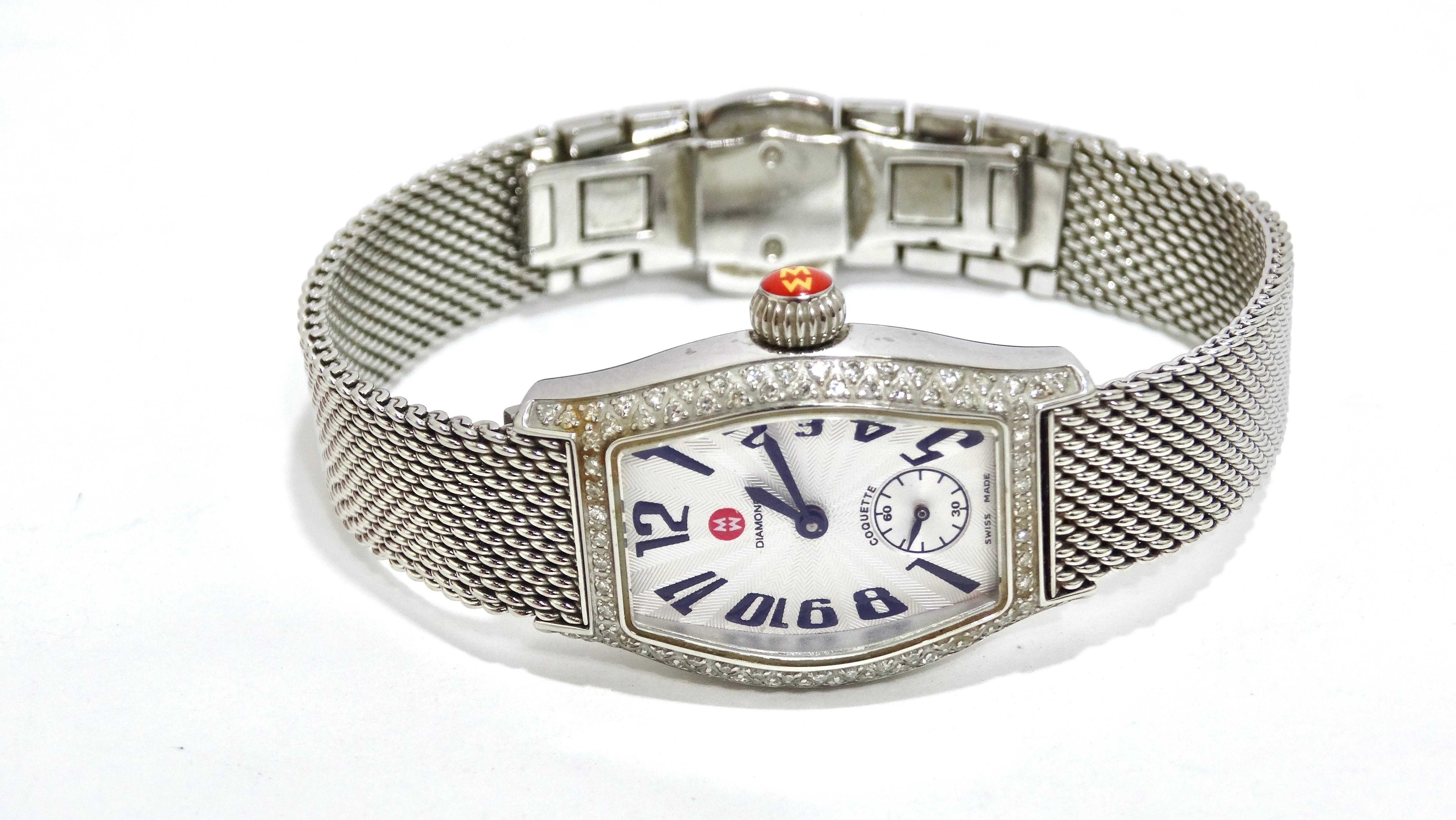 Michele Stainless Steel Diamond Coquette Watch In Excellent Condition In Scottsdale, AZ