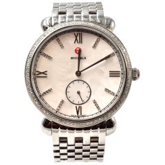 Michele Stainless Steel Diamond Gracile Mother of Pearl Quartz Wristwatch