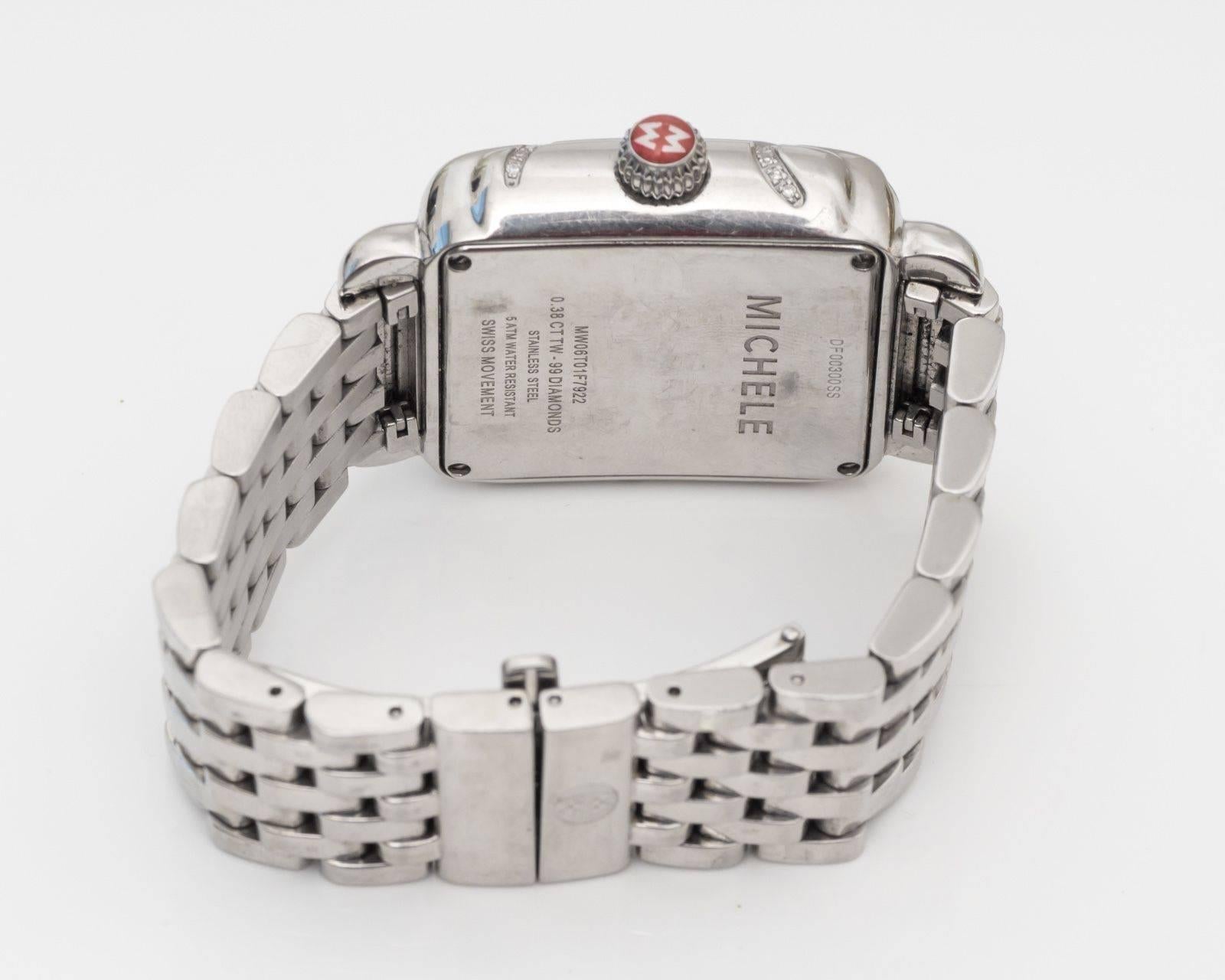 Michele Stainless Steel Diamond Safari Zebra Dial Wristwatch In Good Condition In Atlanta, GA