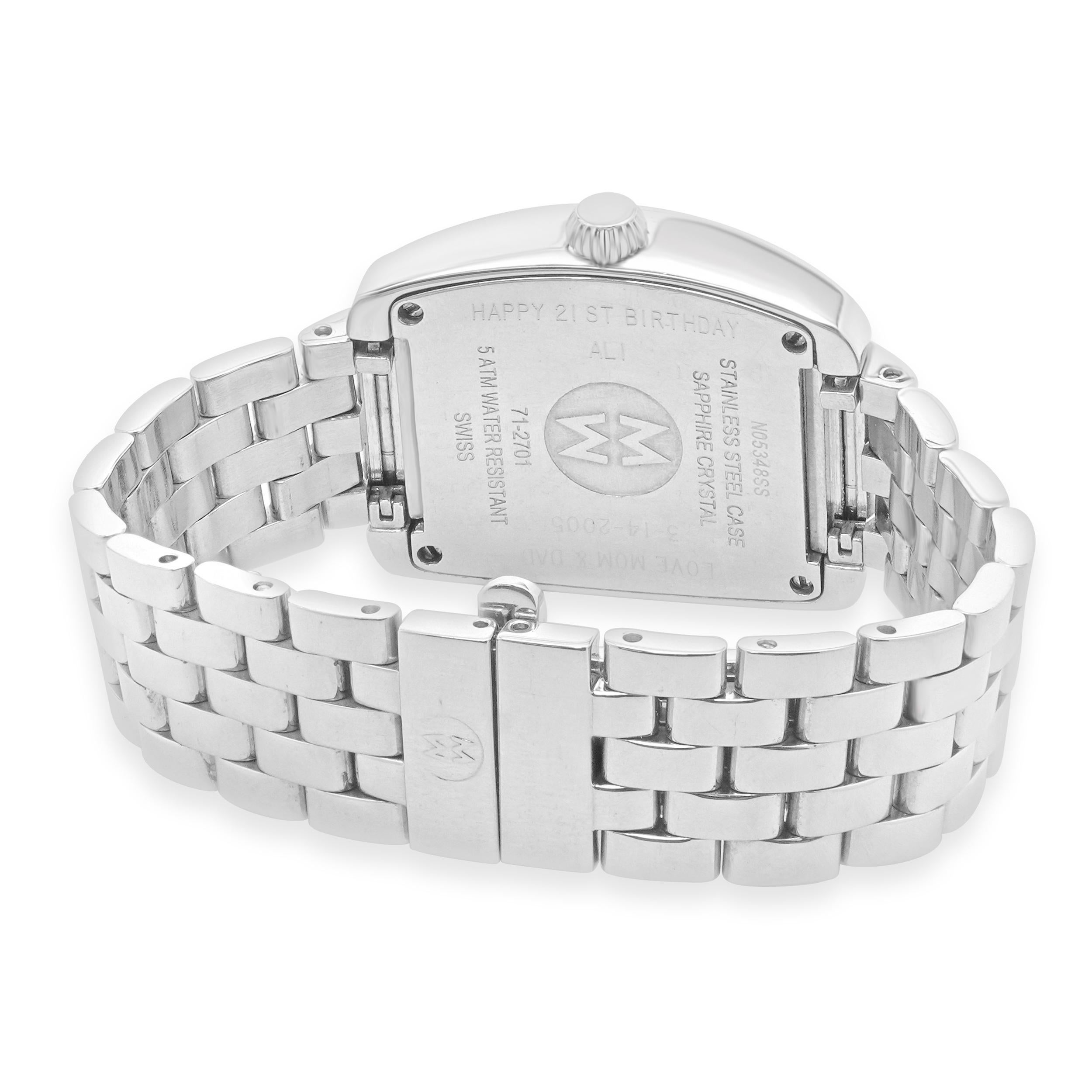 Michele Stainless Steel Mini Urban Deco Watch In Excellent Condition In Scottsdale, AZ