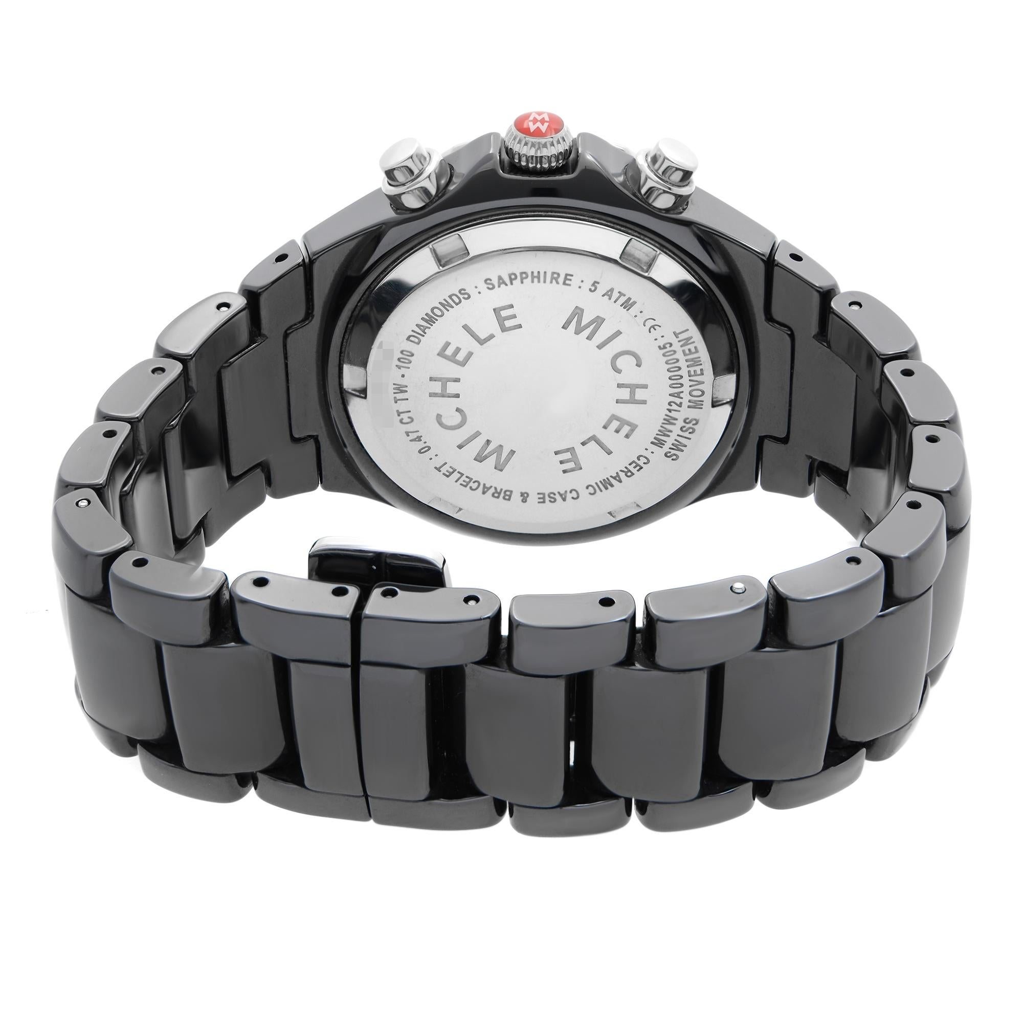 michele black ceramic watch