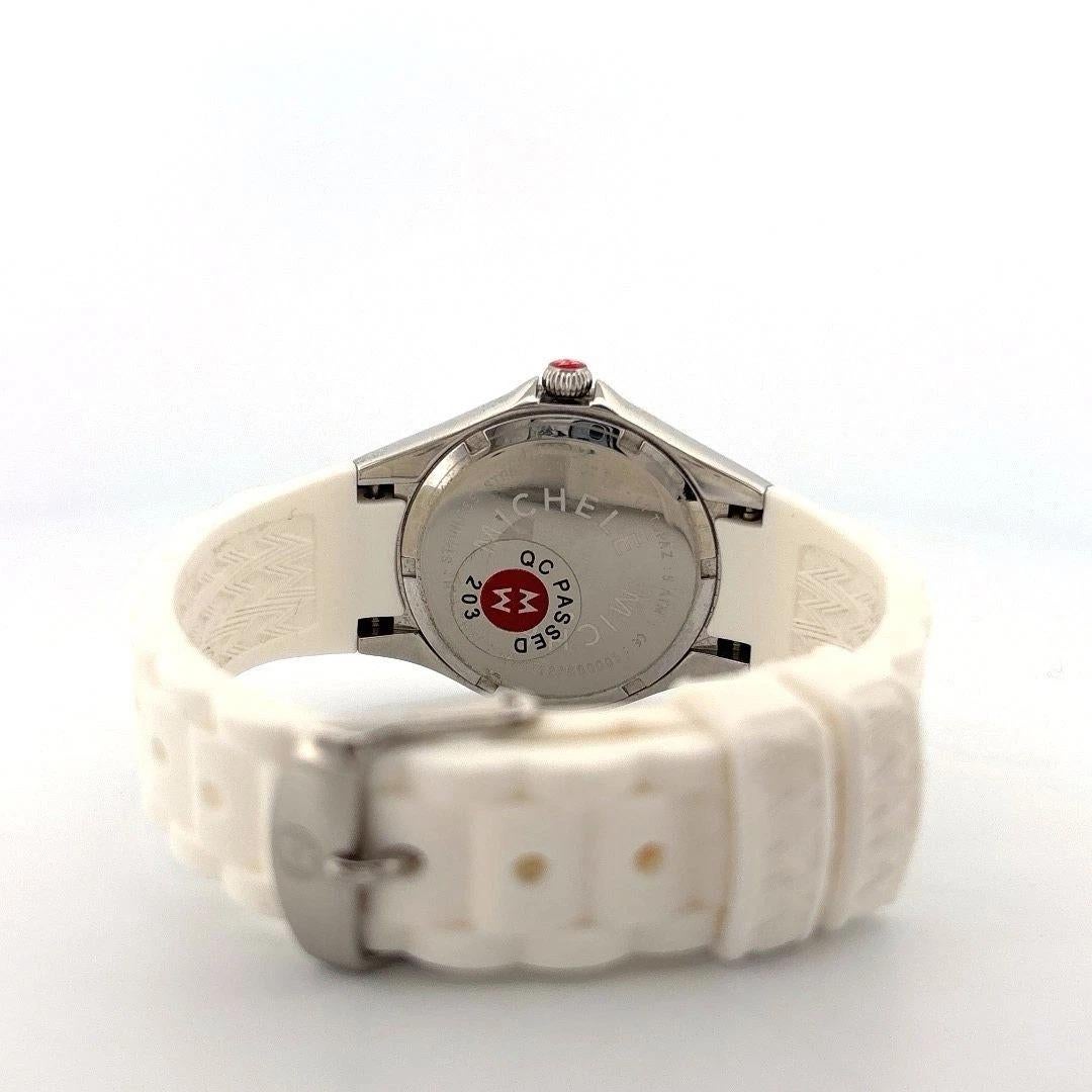 Taille brillant Michele Tahitian Steel White Silicone Box & Card MW12P000001 Jelly Bean Watch en vente