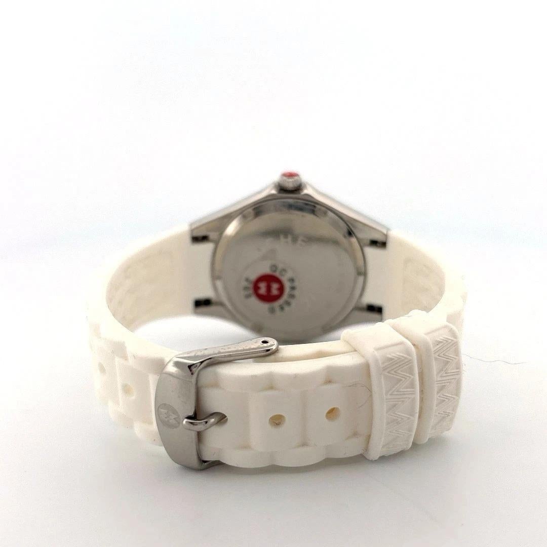 Michele Tahitian Steel White Silicone Box & Card MW12P000001 Jelly Bean Watch Excellent état - En vente à Carmel By The Sea, CA
