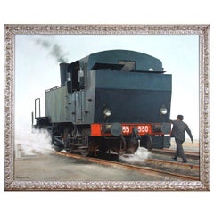 Huile sur toile « The Locomotive - 1974 » de Michele Taricco