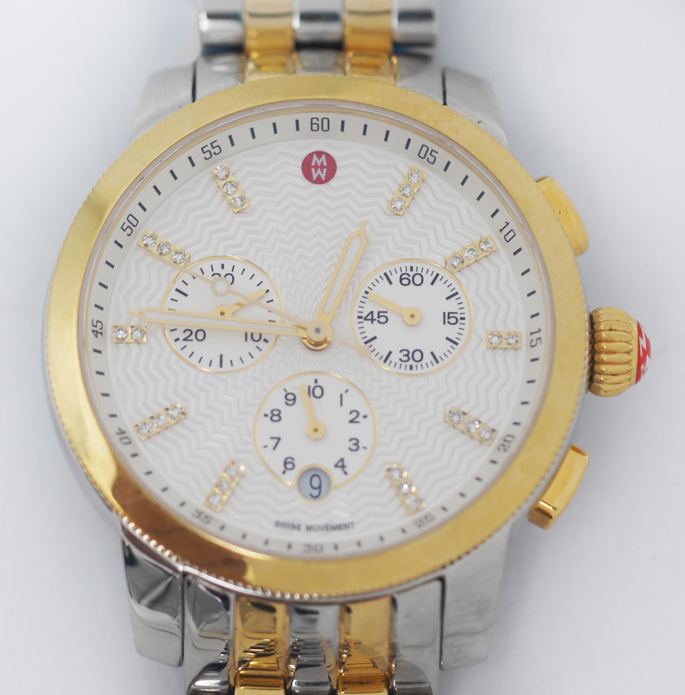 Michele Uptown Diamant-Zifferblatt-Chronograph MW25A00C9942 Uhr für Damen oder Herren im Angebot