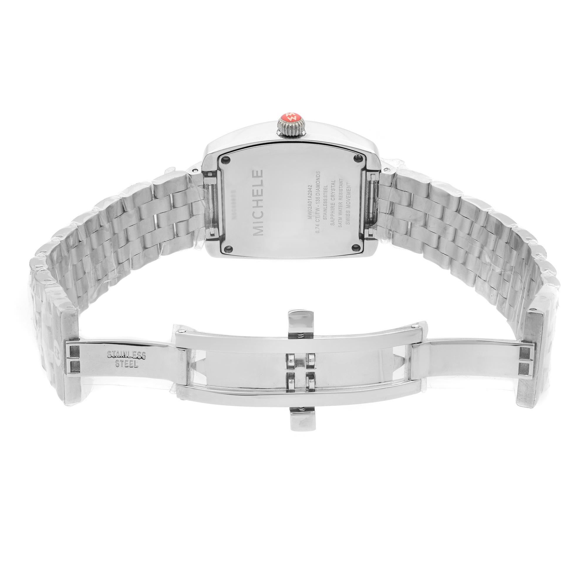 Michele Urban Mini Steel Diamond Silver Dial Quartz Ladies Watch MWW02A000508 1