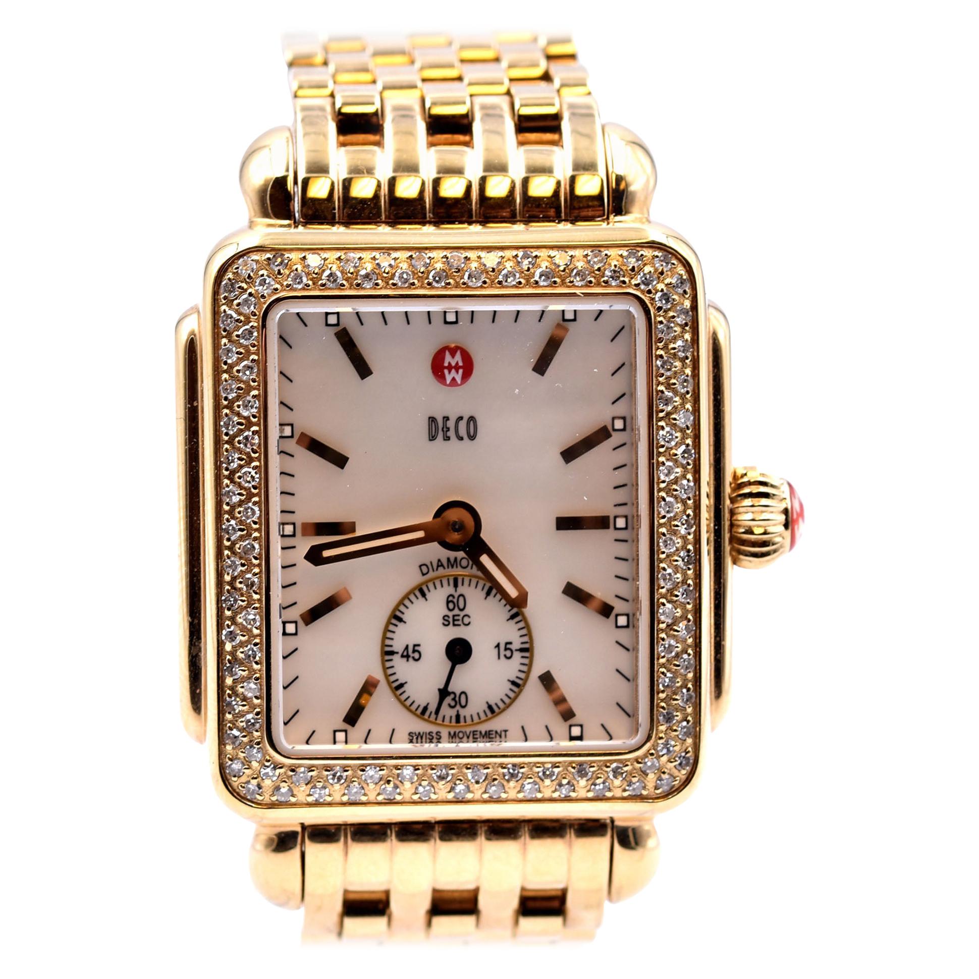 Michele Yellow Stainless Steel Diamond Deco Watch Ref. MW06VQ01B0025