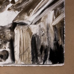 Train: Monotype landscape painting of countryside sky and clouds in monochrome