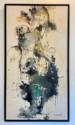 Large abstract modern vertical painting titled Wildhorse