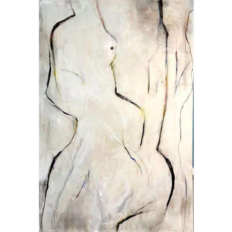 Large modern figurative abstract titled 'Sing to Me' - Mixed Media Art by Michele Zuzalek