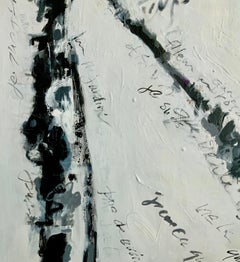 Abstract expressionist landscape titled Poems to Provence in neutral colors