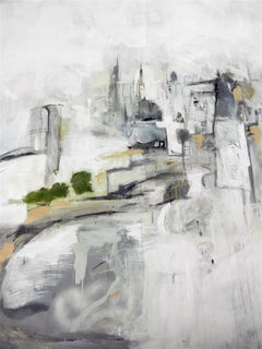 Large abstract painting neutral colors titled 'New York-Encroachment'