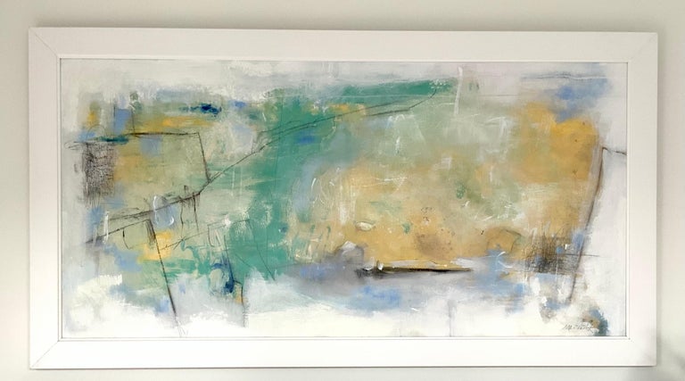 Michele Zuzalek Abstract Painting - Large modern abstract horizontal painting titled Changing Tides