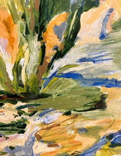 Tableau abstrait de paysage organique moderne boho intitulé "Oasis".