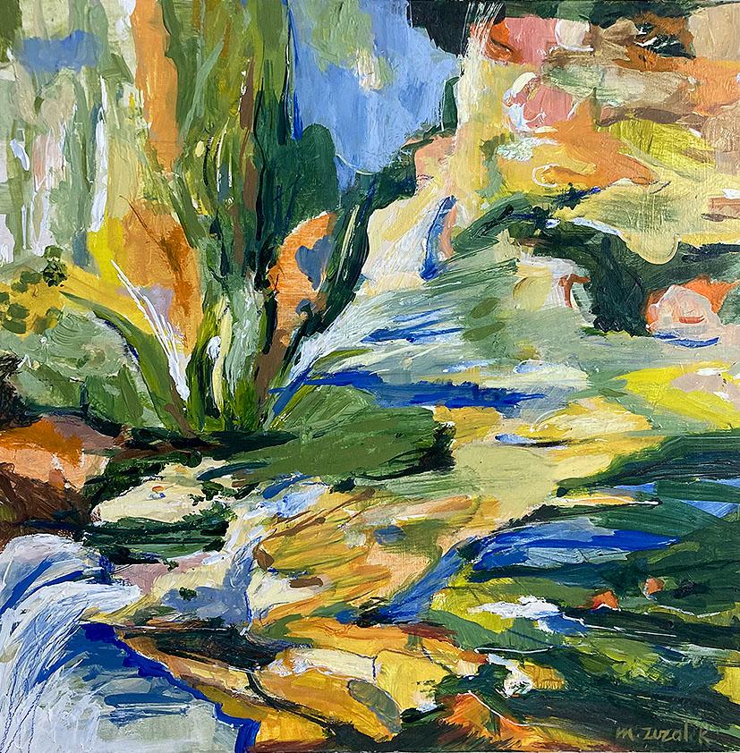 Michele Zuzalek boho modern abstract landscape painting titled Oasis