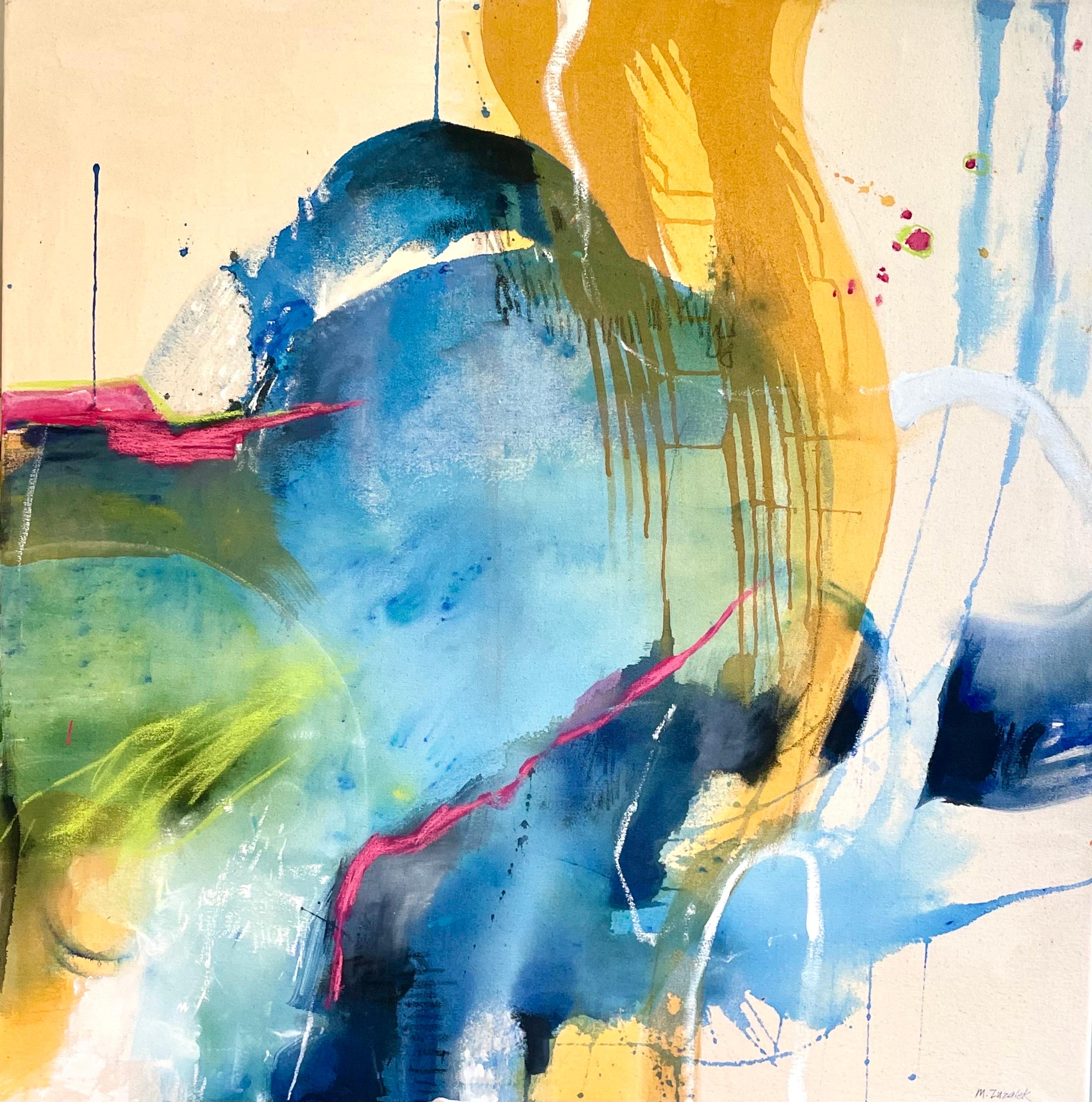 Original contemporary modern abstract painting titled Joy of Chance - Painting by Michele Zuzalek