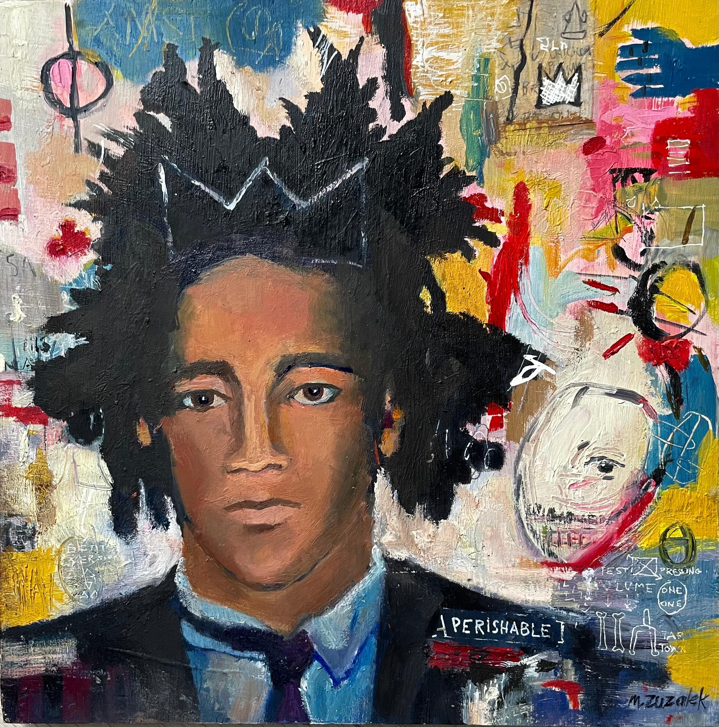 Michele Zuzalek Abstract Painting - Original modern oil painting 'Jean Michel Basquiat’