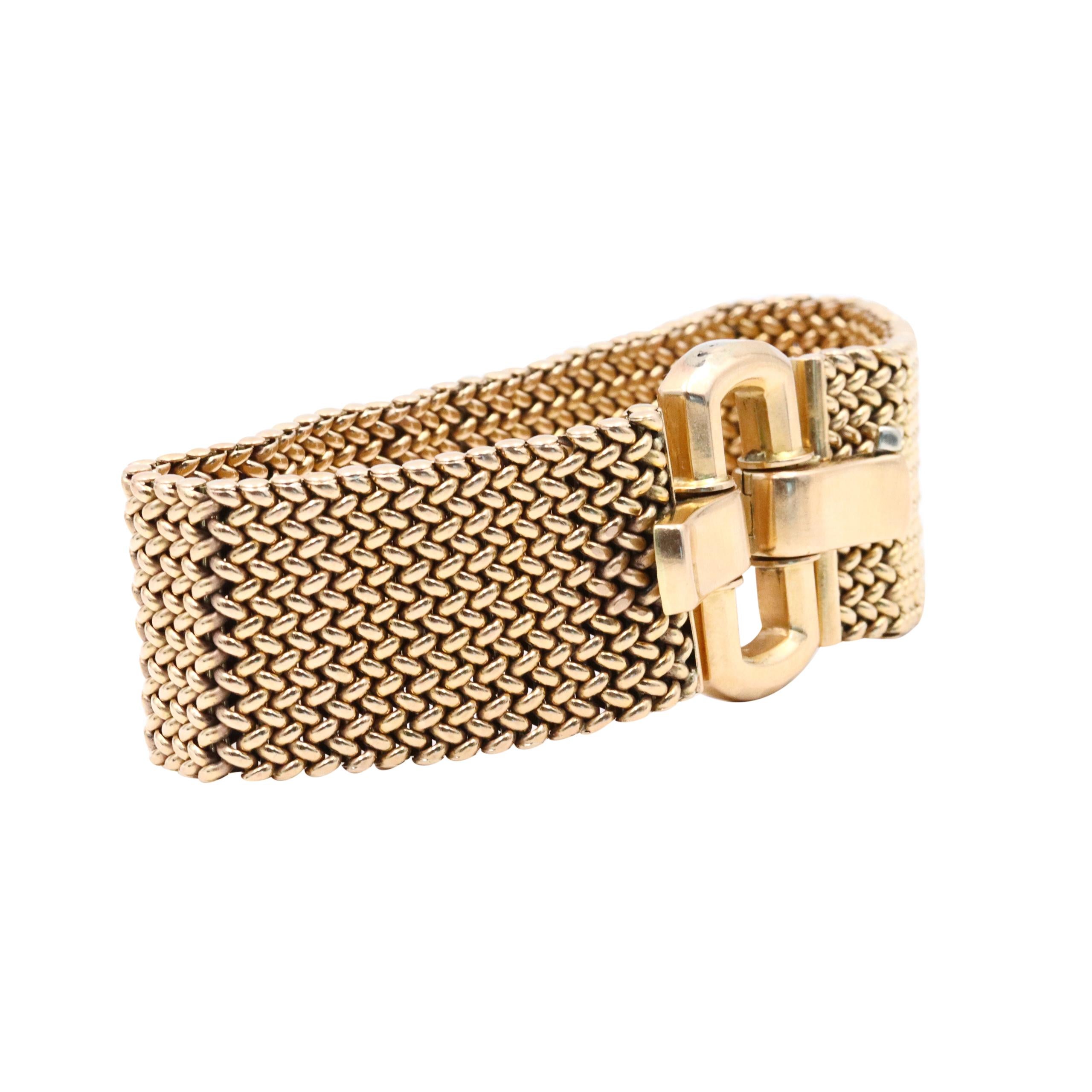 Micheletto 1950 Italian Retro 18k yellow Gold Bracelet In Excellent Condition For Sale In Aventura, FL