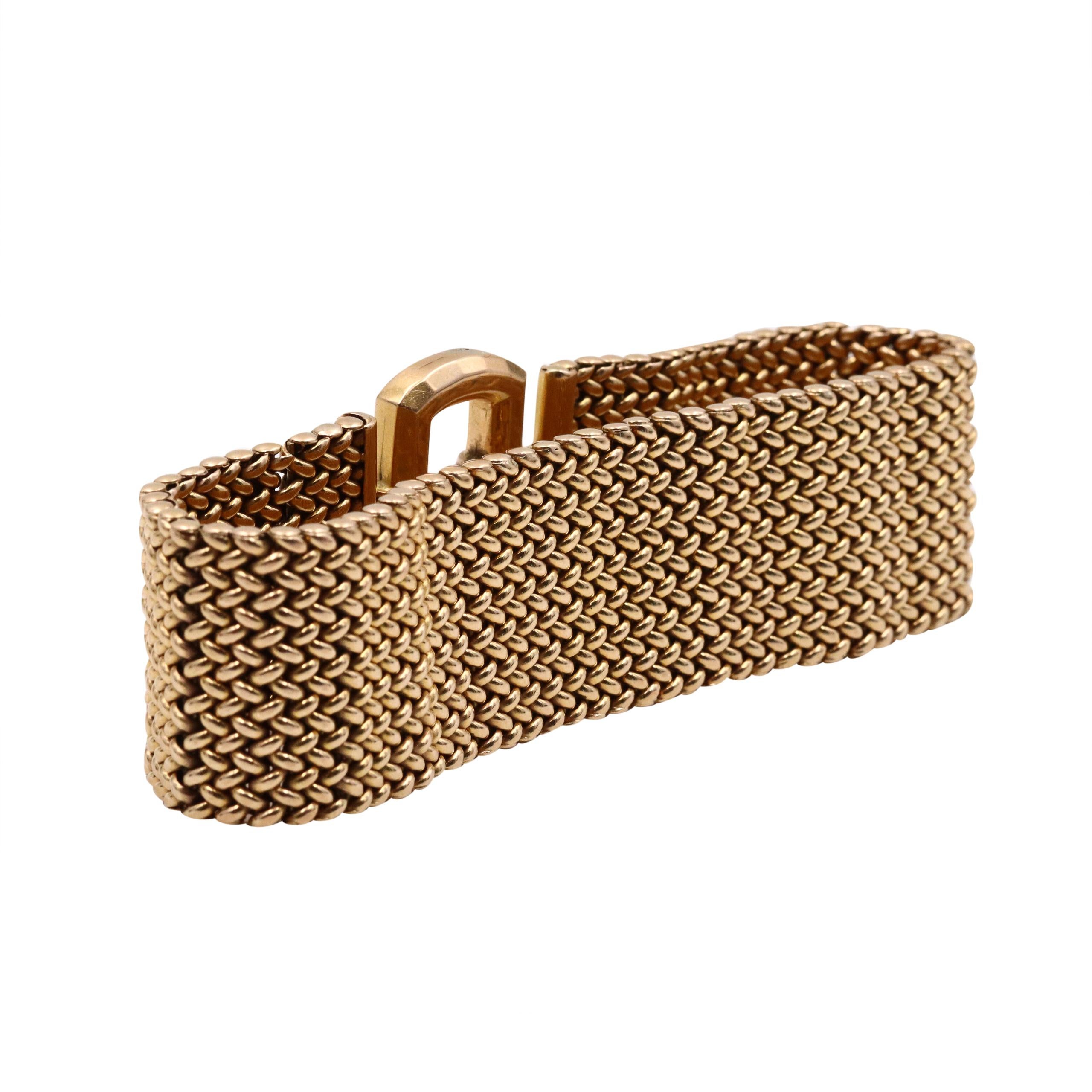 Women's or Men's Micheletto 1950 Italian Retro 18k yellow Gold Bracelet For Sale