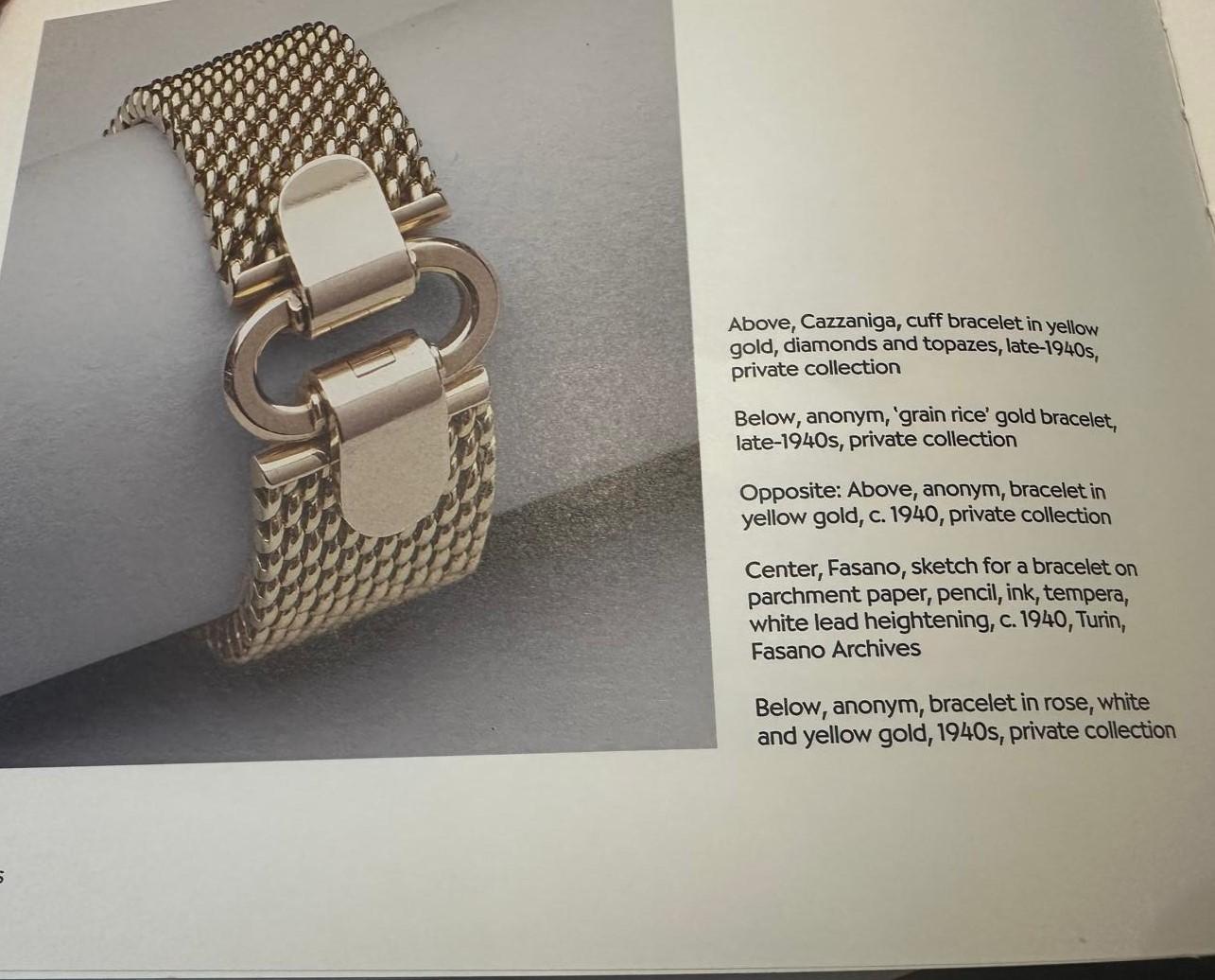 Bracelet rétro italien Micheletto 1950 en or jaune 18 carats en vente 3