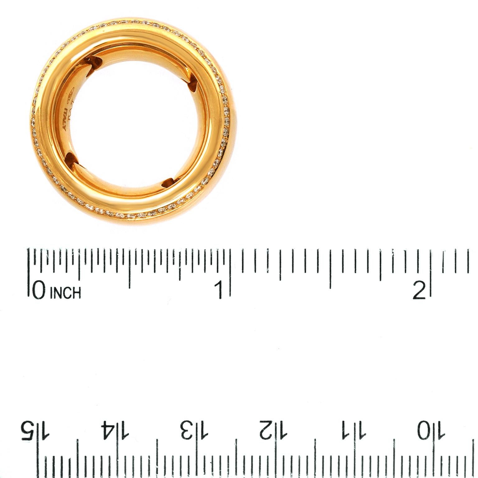 Micheletto Diamond-Set Wide Gold Ring For Sale 1