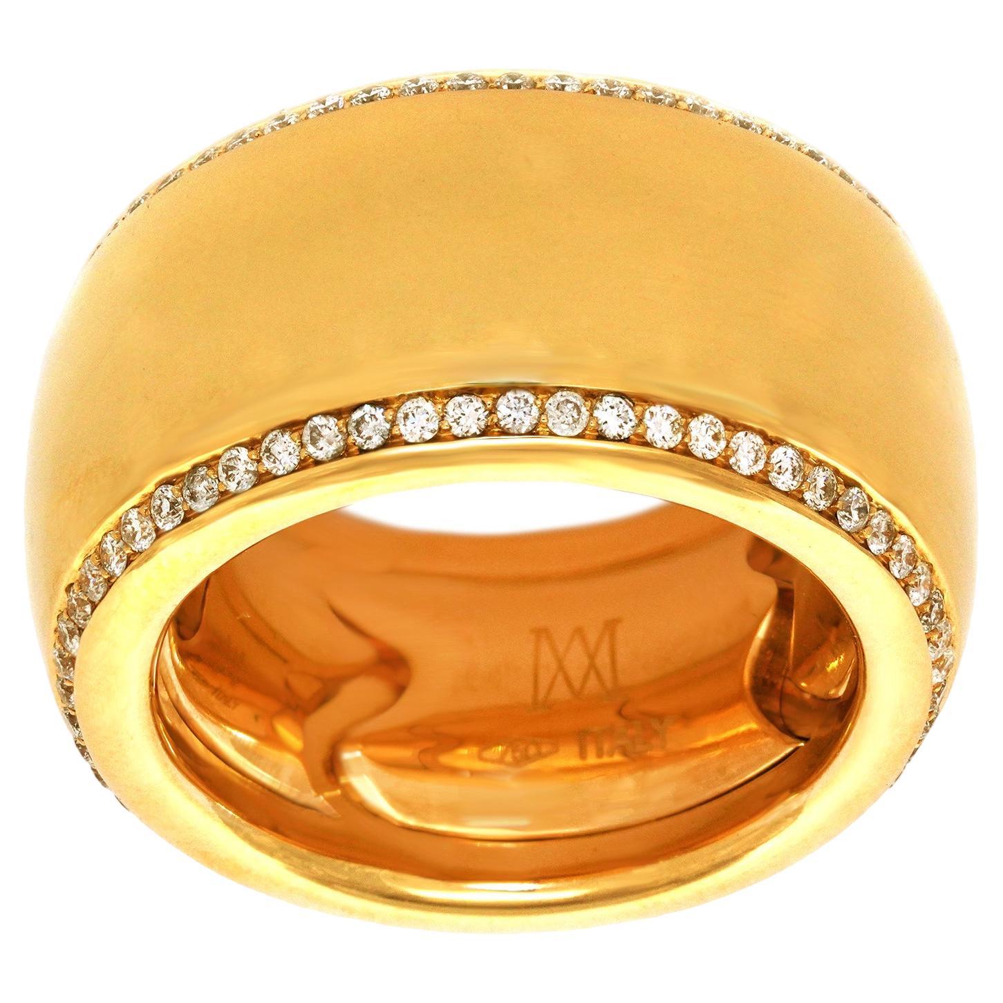 Micheletto Diamond-Set Wide Gold Ring For Sale