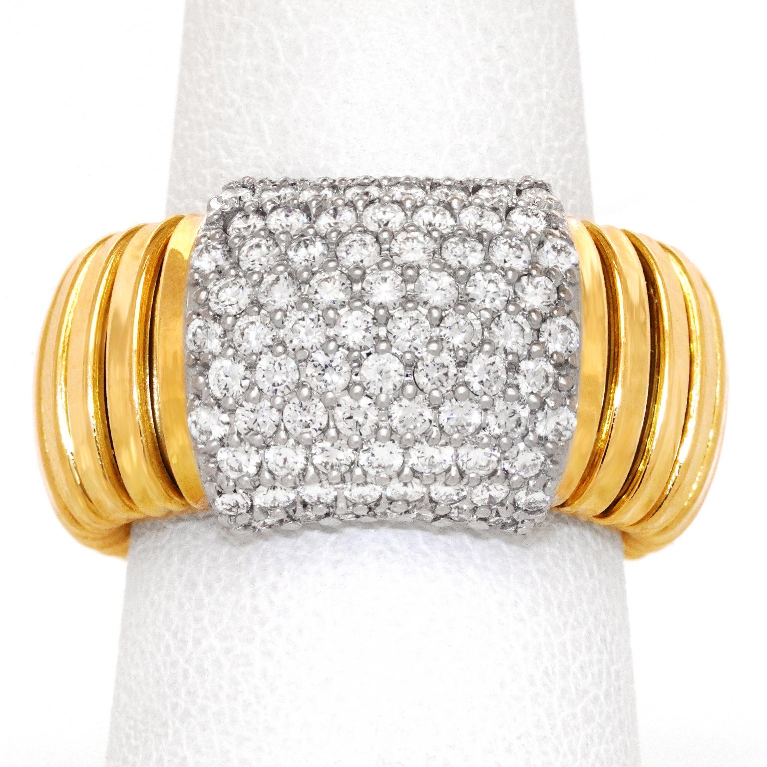 CIRCA 2000er Jahre, 18k, von Micheletto, Italien. Dieser schicke Tubogas-Ring ist mit 1,0 Karat Brillanten (Farbe G, Reinheit VS) in achtzehn Karat Gelbgold gefasst. Tubogas ist ein zeitloses Schmuckdesign, kühn und klar, das von italienischen