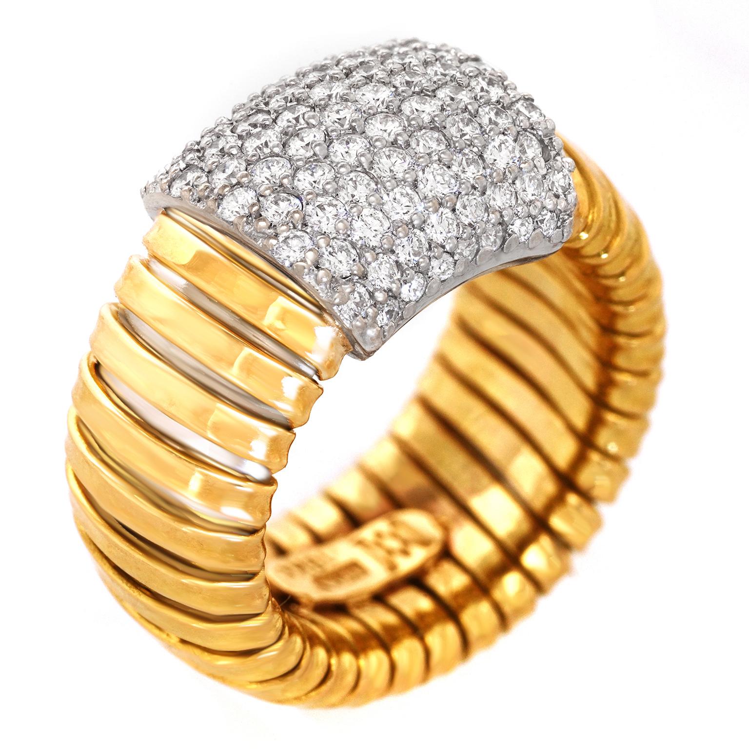 Micheletto Tubogas-Ring mit Diamanten im Zustand „Hervorragend“ in Litchfield, CT