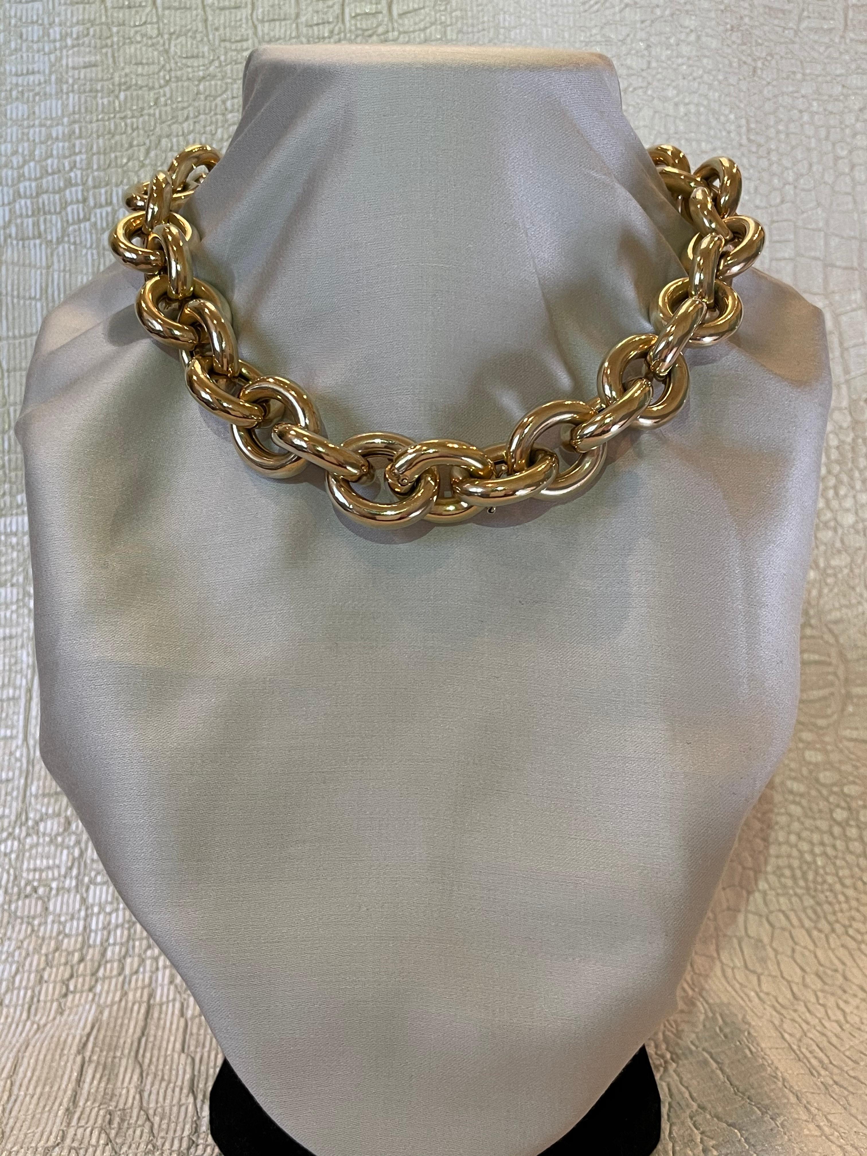 Italian Made by Micheletto Yellow Gold Link Bracelet or Necklace.  This stunning link necklace or bracelet combination screams class and makes a statement.  This classic piece transitions day to night.  This is 18K Gold Overlay, over sterling