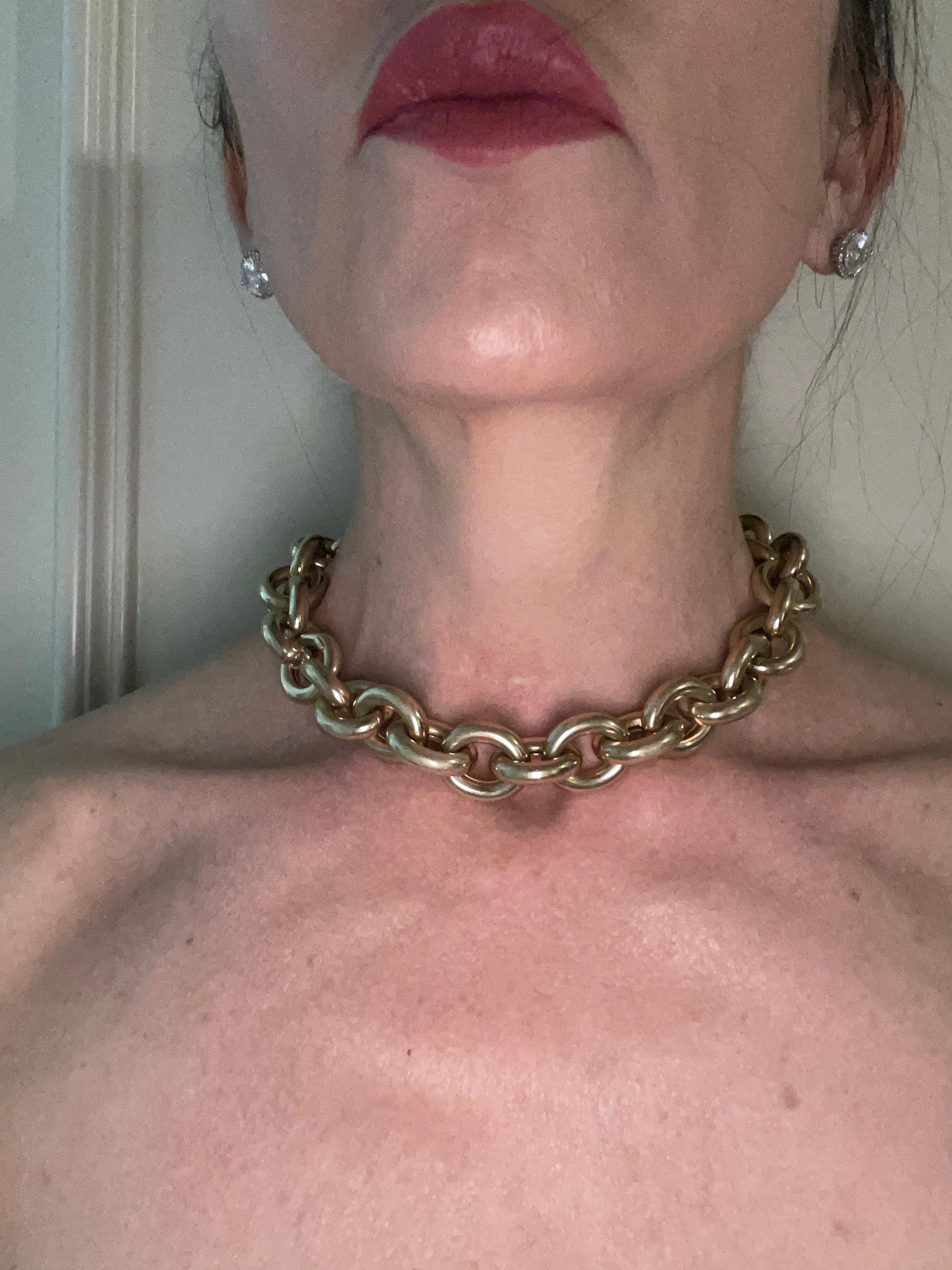 Micheletto Gold Italian Link Necklace and Bracelet Combination In Good Condition For Sale In Dallas, TX