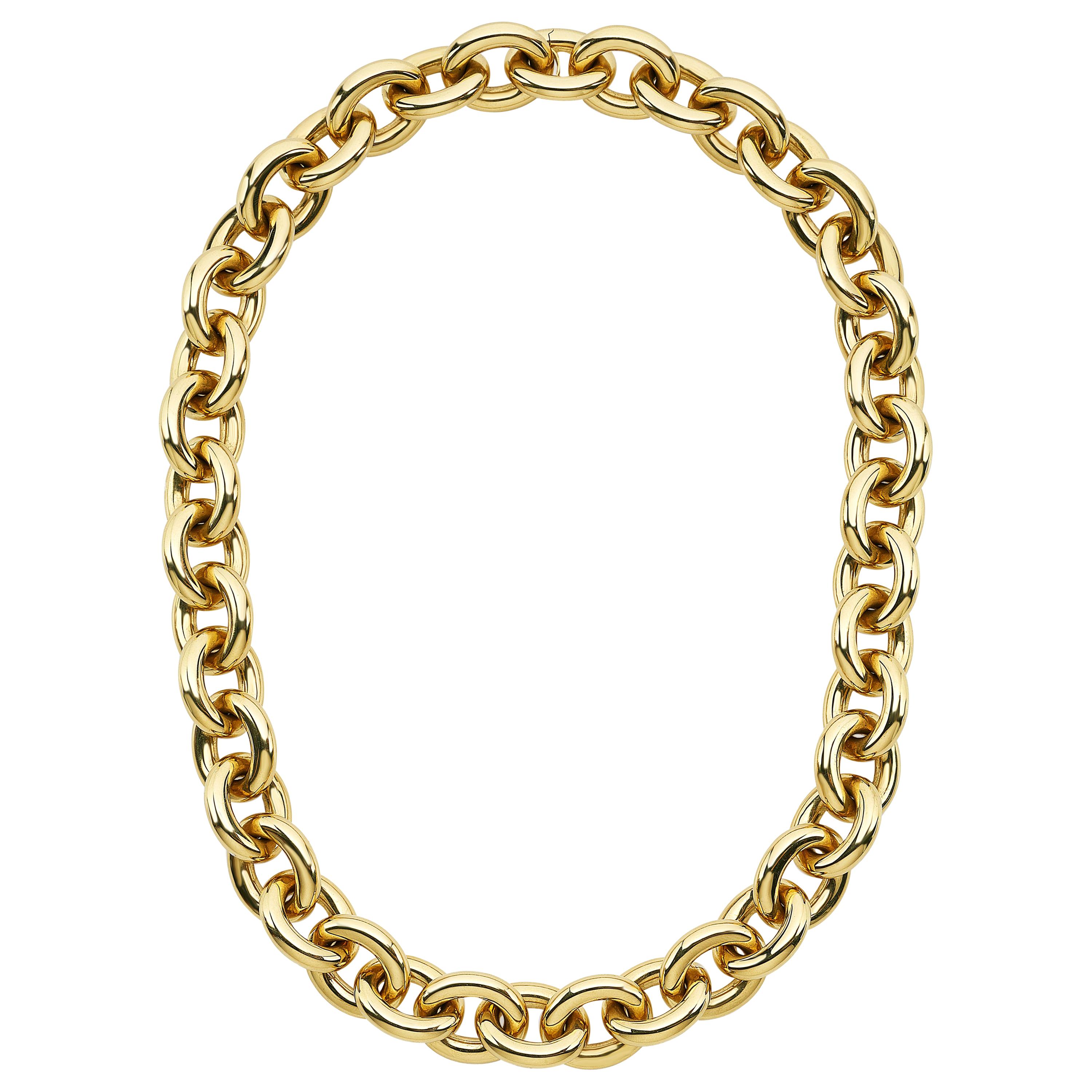 Micheletto Gold Italian Link Necklace and Bracelet Combination For Sale