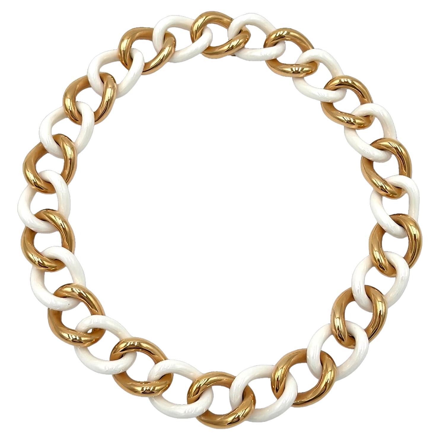 MICHELETTO Collar de Eslabones de Cerámica de Oro Blanco en venta