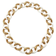 MICHELETTO White Ceramic Gold Curb Link Necklace