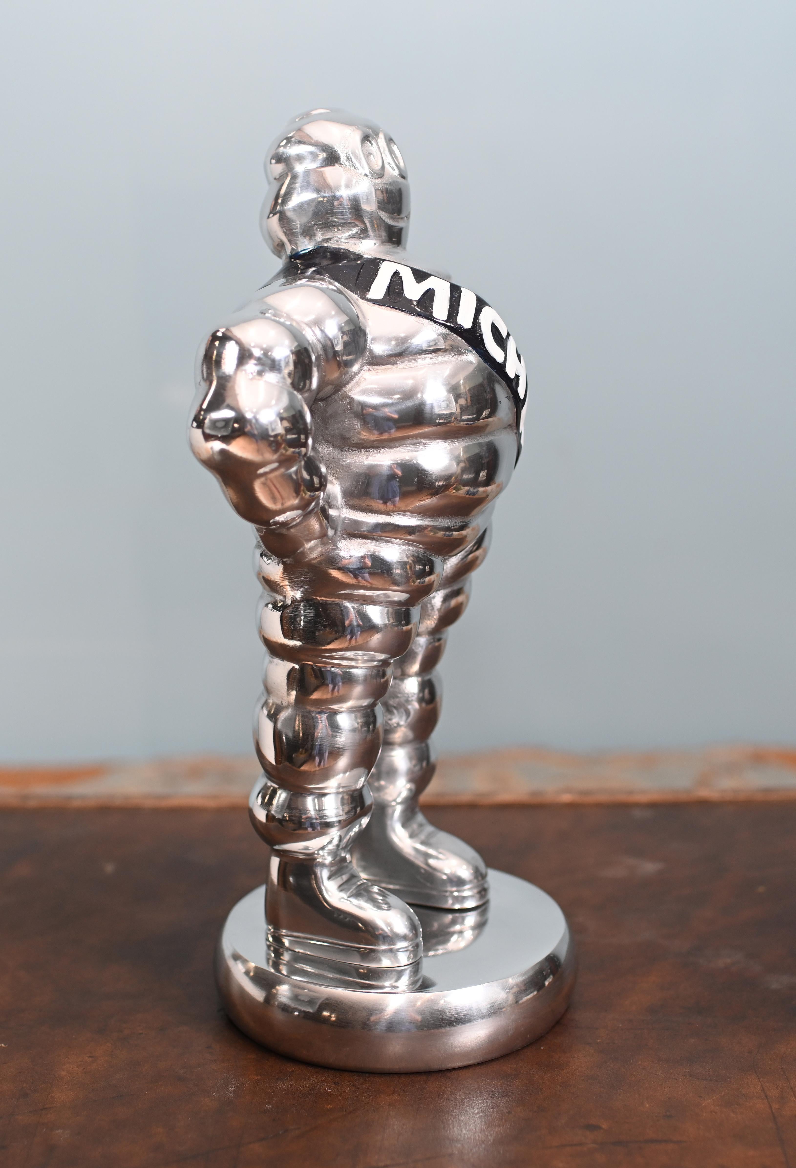 Michelin Man Statue Silver Bibendum French Tire Casting In Good Condition For Sale In Potters Bar, GB