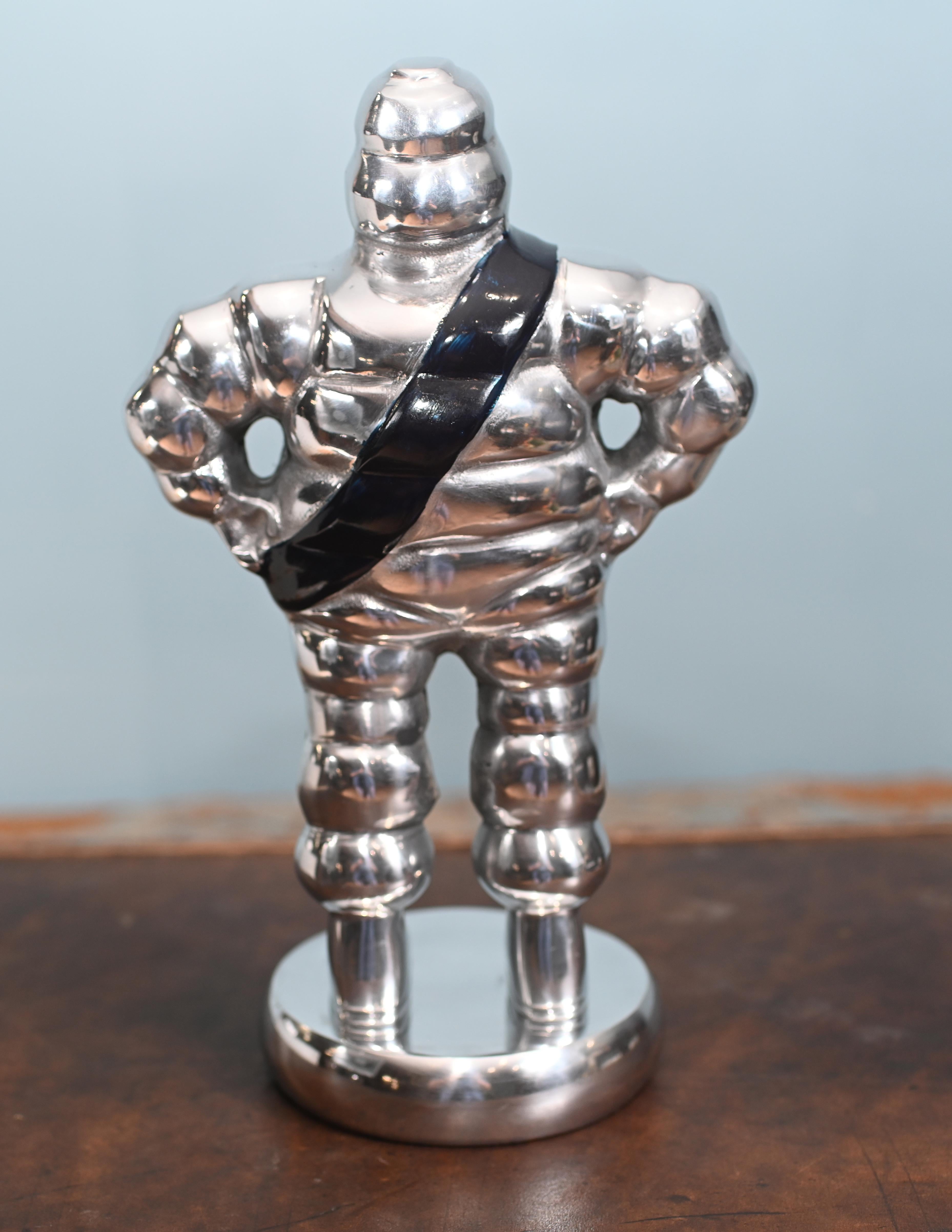 Michelin Man Statue Silver Bibendum French Tire Casting For Sale 1