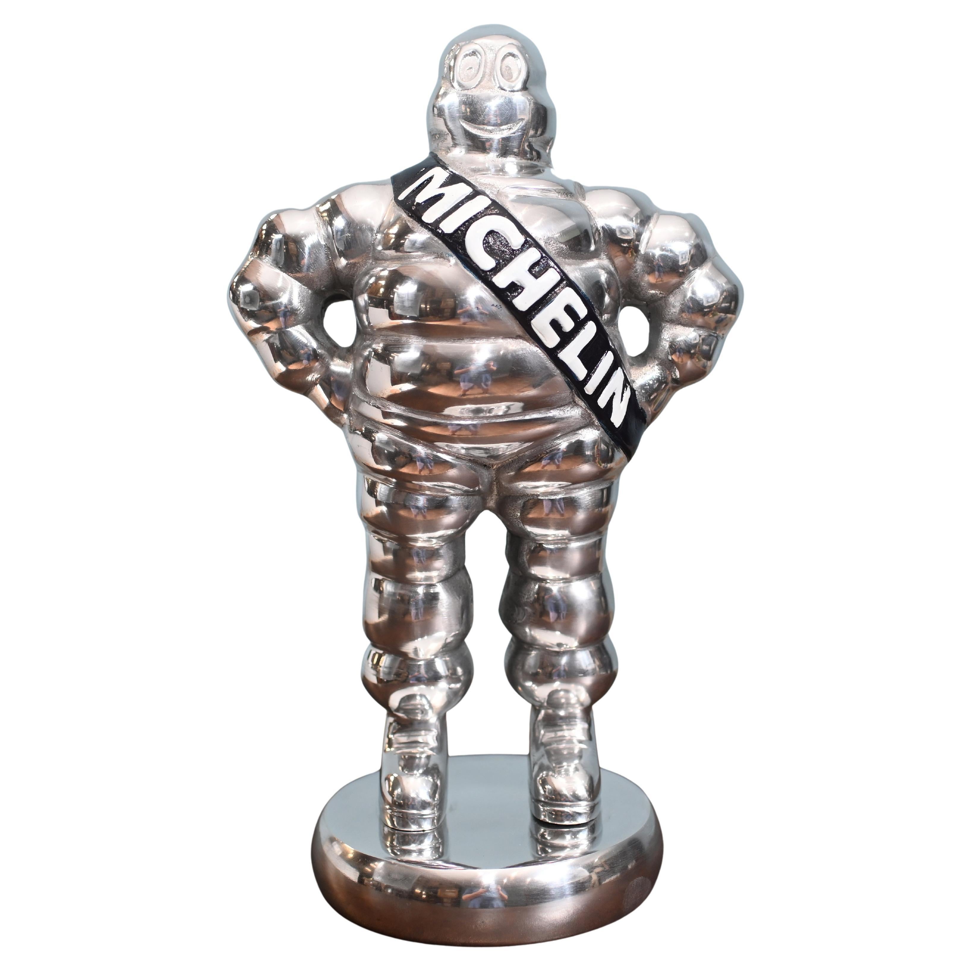 Michelin Man Statue Silver Bibendum French Tire Casting For Sale